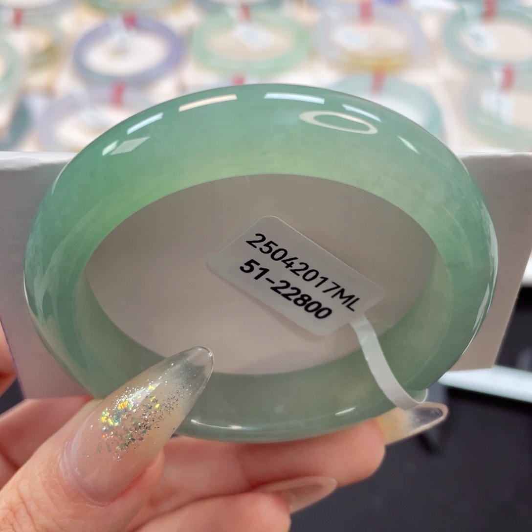 未镶嵌手镯翡翠51甜绿冰冰透小万战斗机17号