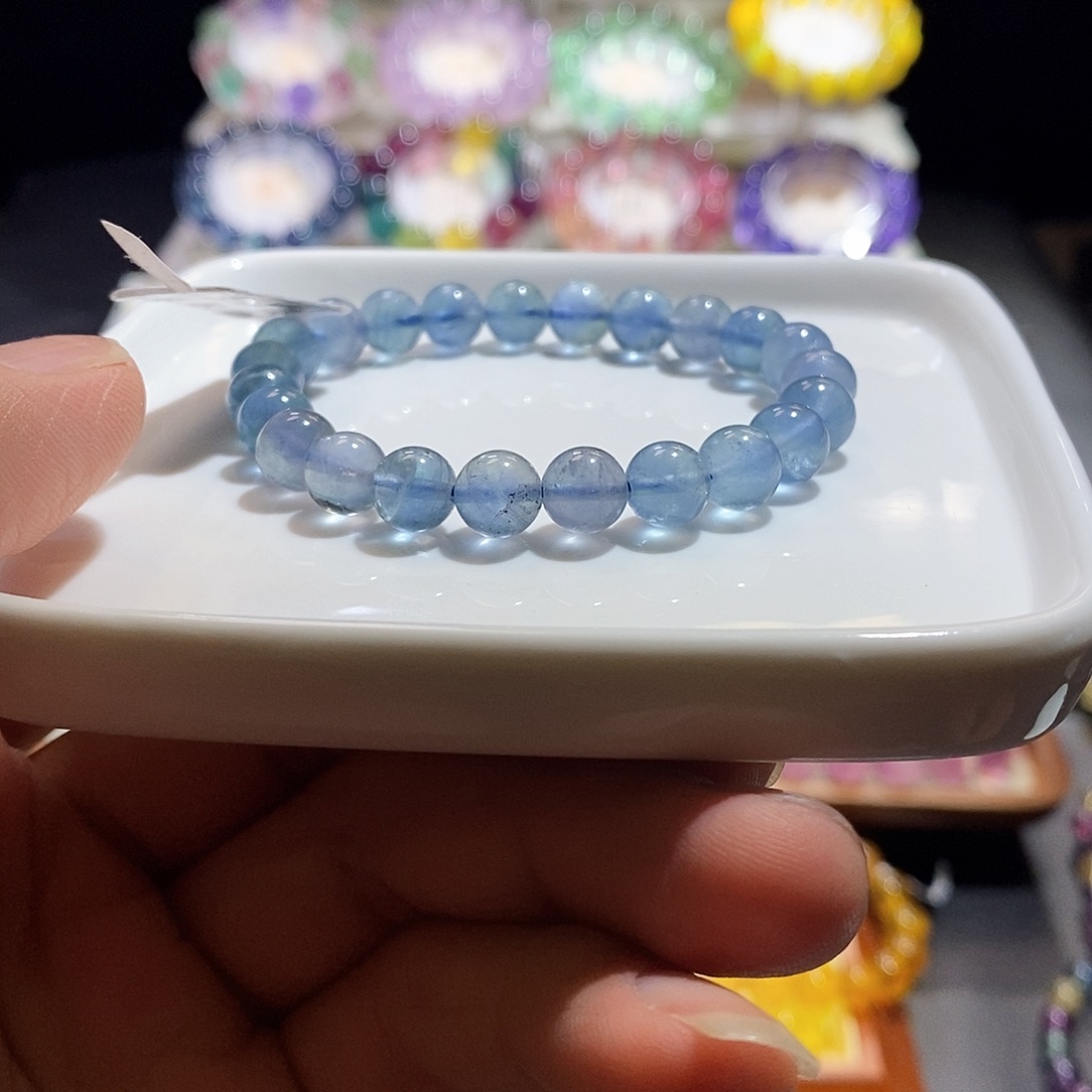 未镶嵌手链萤石天空蓝8mm