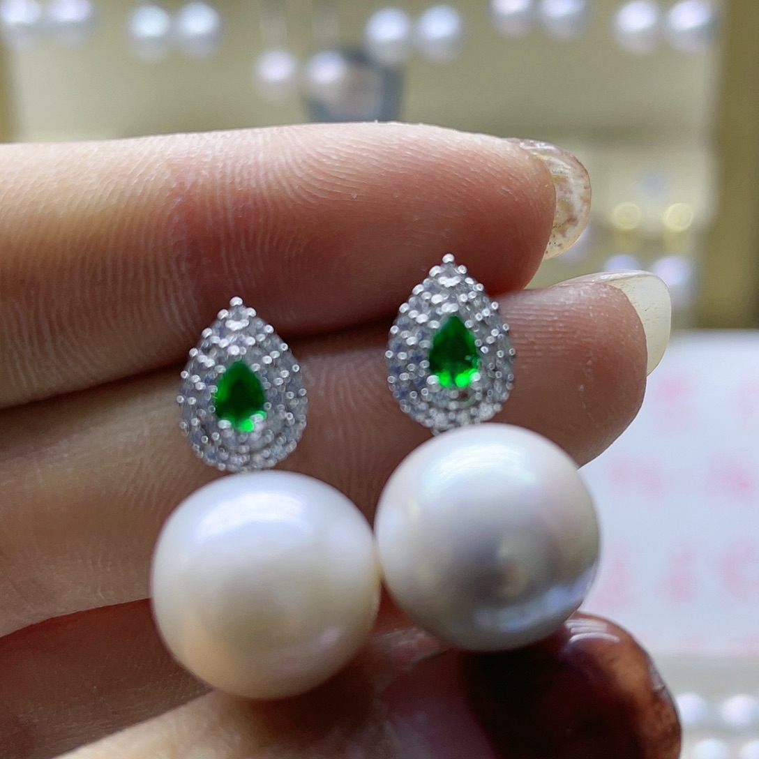 淡水珍珠耳饰银S925镶嵌