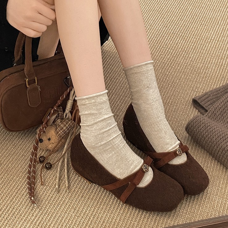 女王范复古加绒加厚厚底棉鞋女2025新款冬季玛丽珍毛毛鞋子