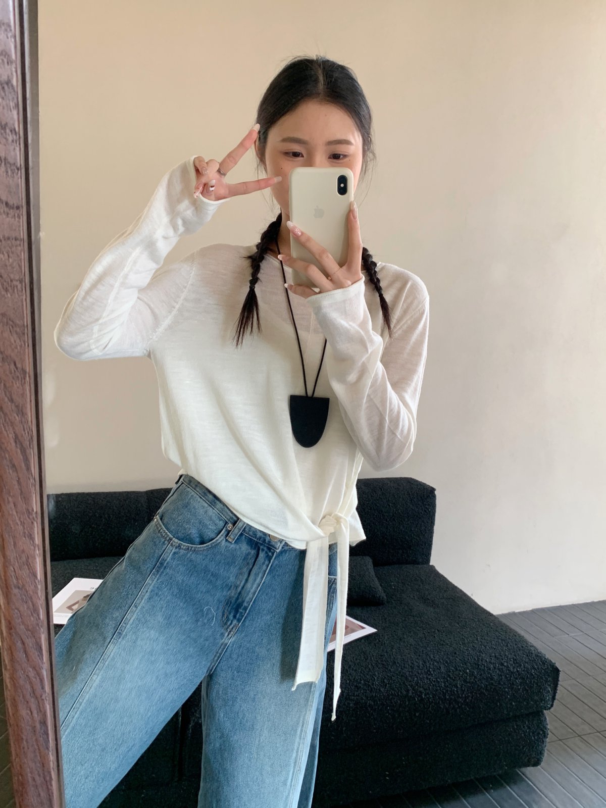 【素简.960173】春款上新幻彩亚麻系绳女装上新针织衫(3.30福利)