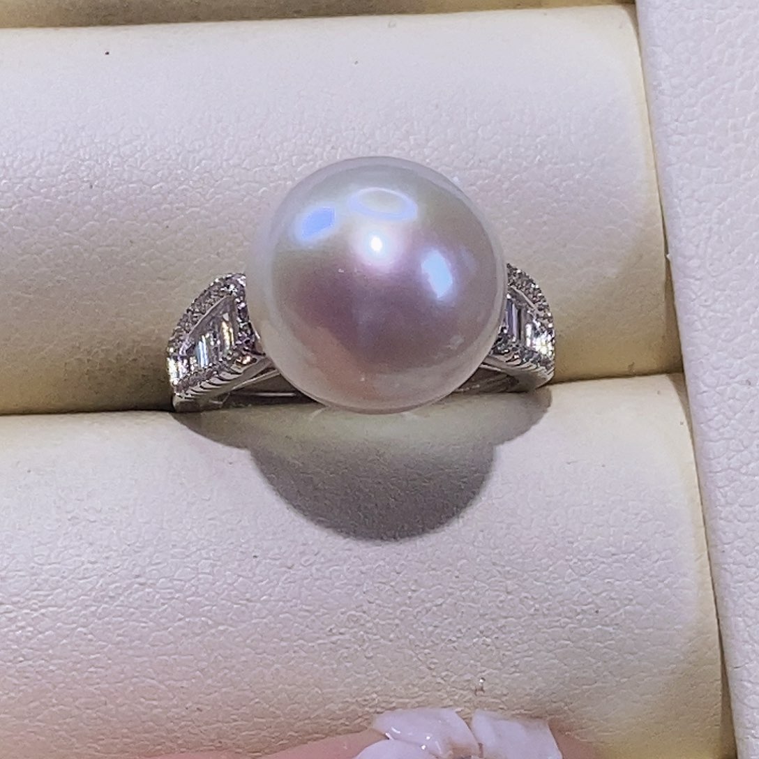 淡水珍珠戒指银S925镶嵌一**好