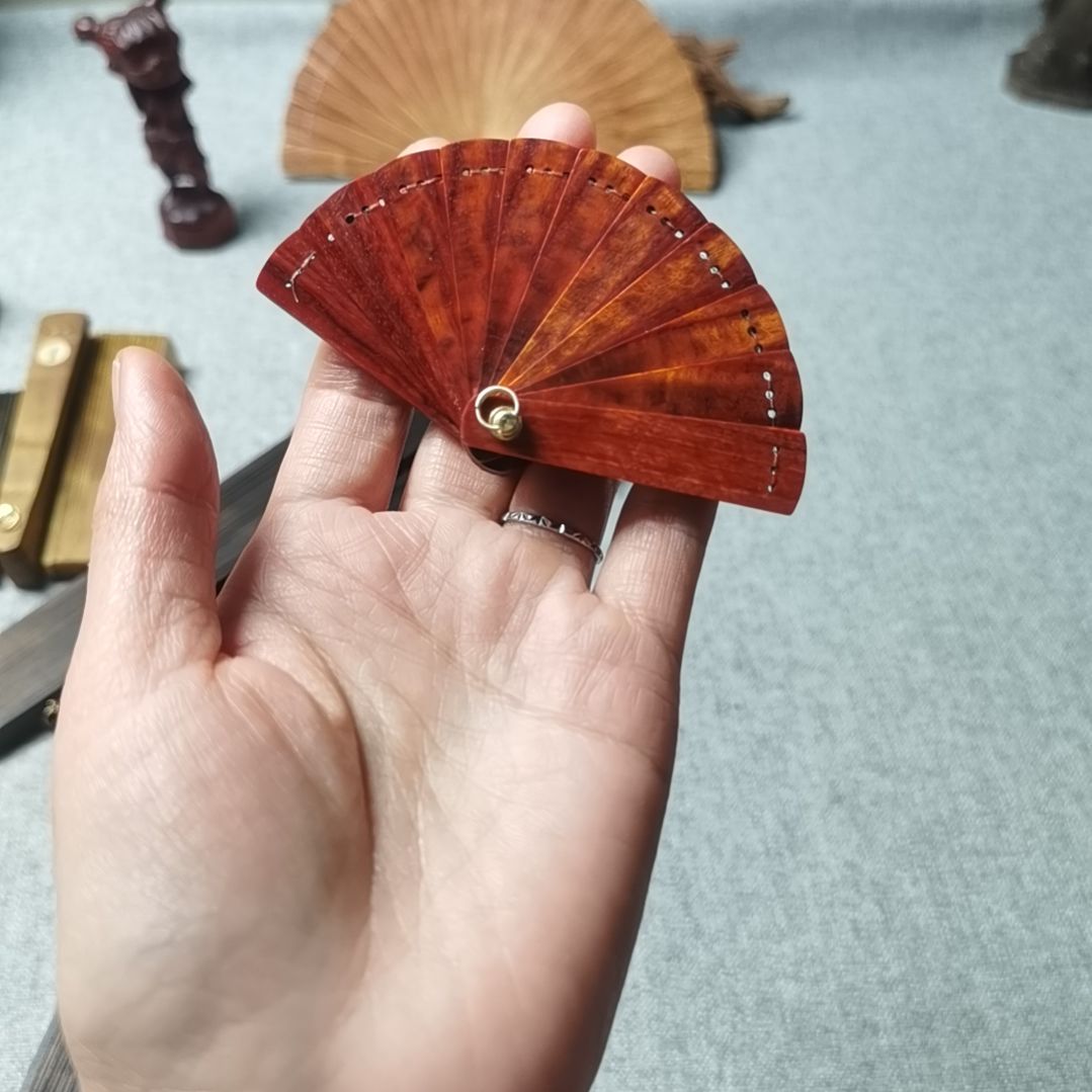 金丝楠血檀5CM折扇迷你
