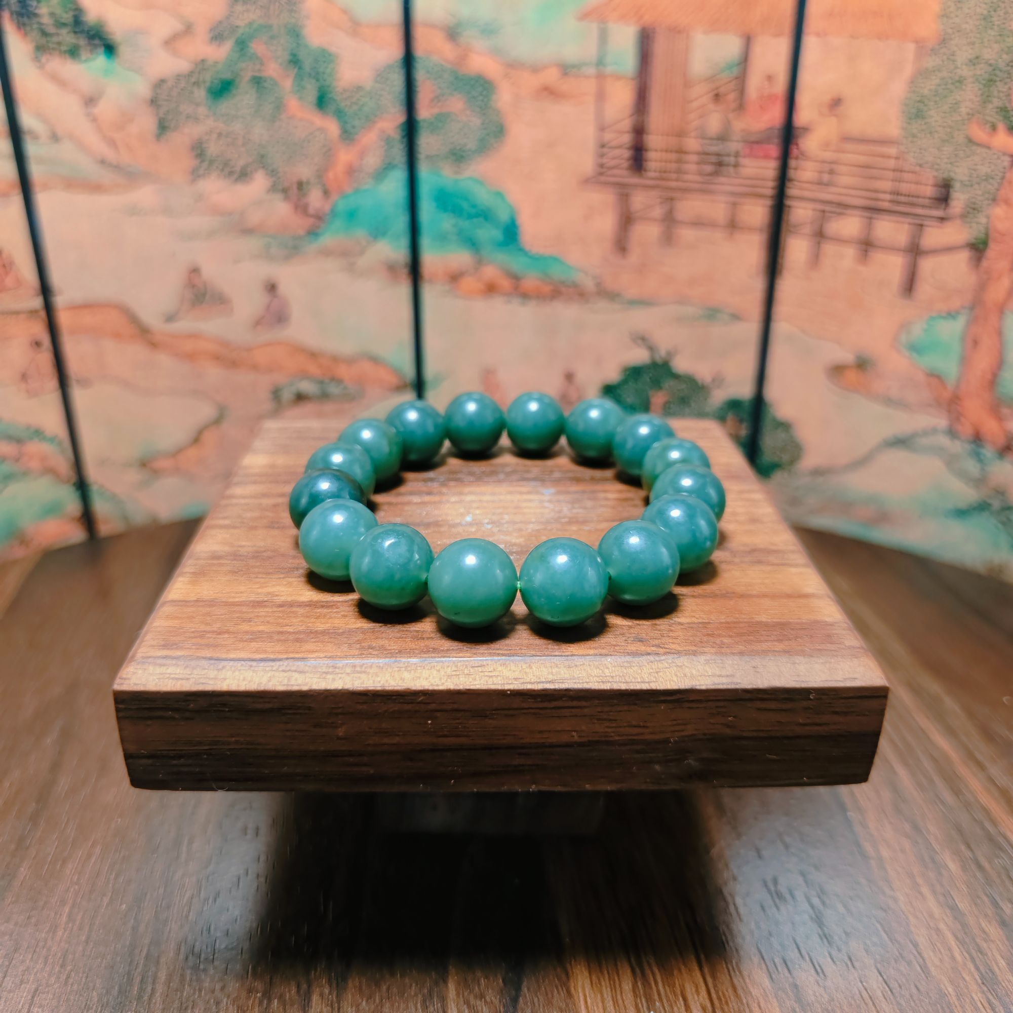 M和田玉且末圆珠手串（卡12）0399