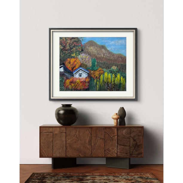 油画系列版画实木榫卯工艺客厅餐厅装饰画