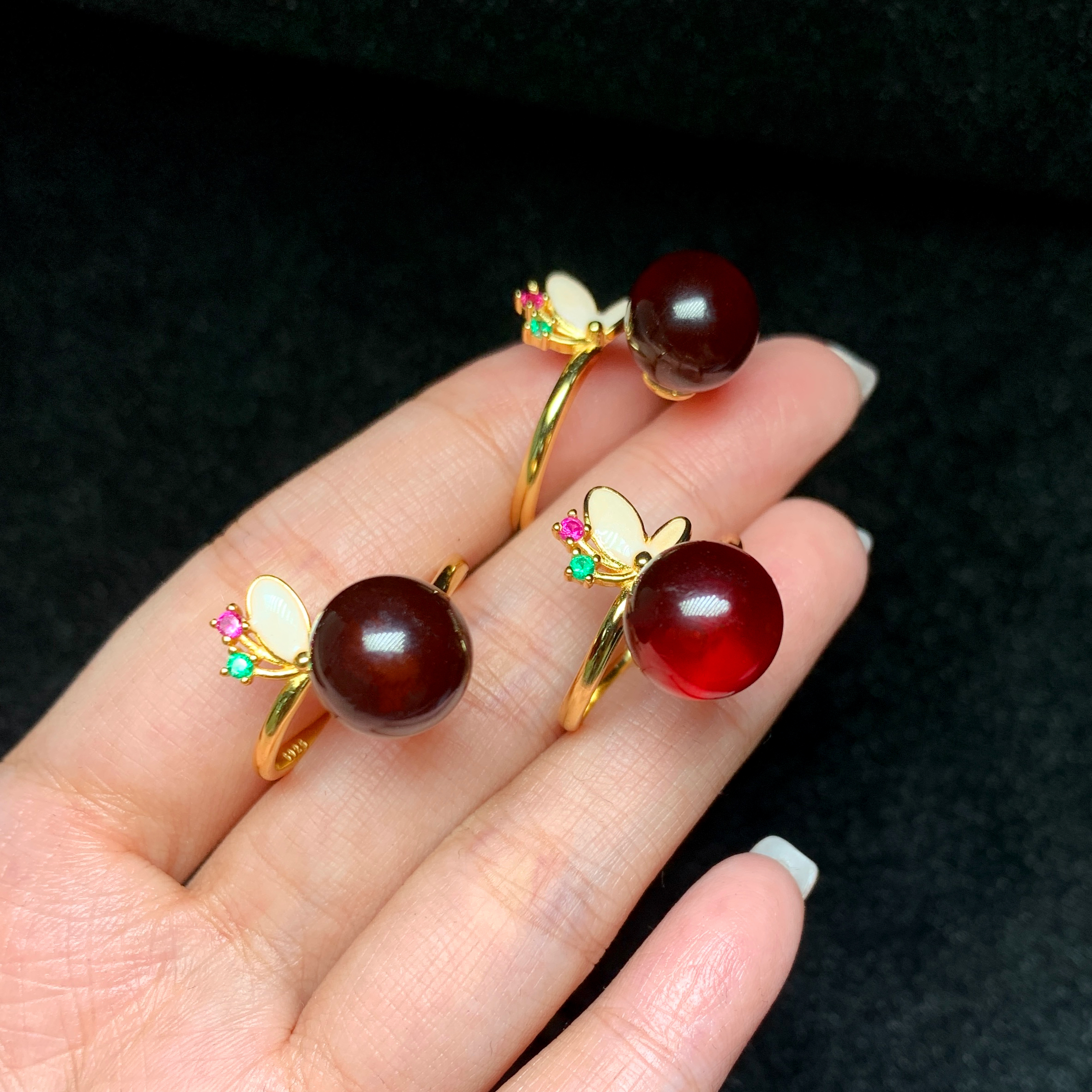 【云上好物】20 DS31812-S925银血珀戒指-多样性发一件9.5mm（JG）