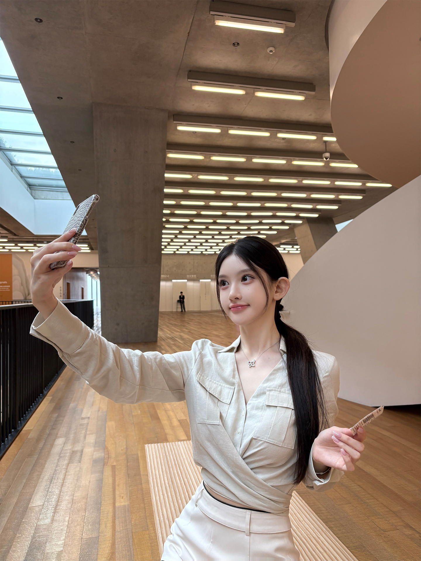 LL Online「肤感巨好!!莱赛尔亚麻衬衫」慵懒下摆打结长袖衬衣上衣