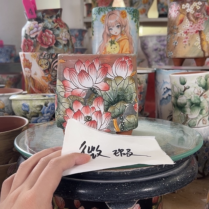 ****园满38包邮 景德镇幸运花盆