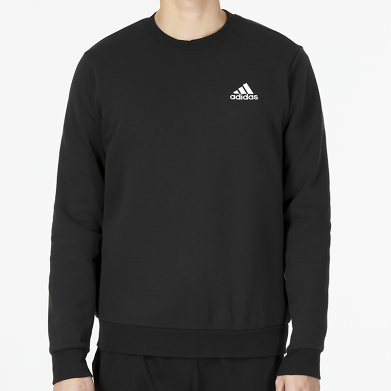 Adidas阿迪达斯男子上衣冬季新款黑色圆领加绒套头衫运动服GV5295