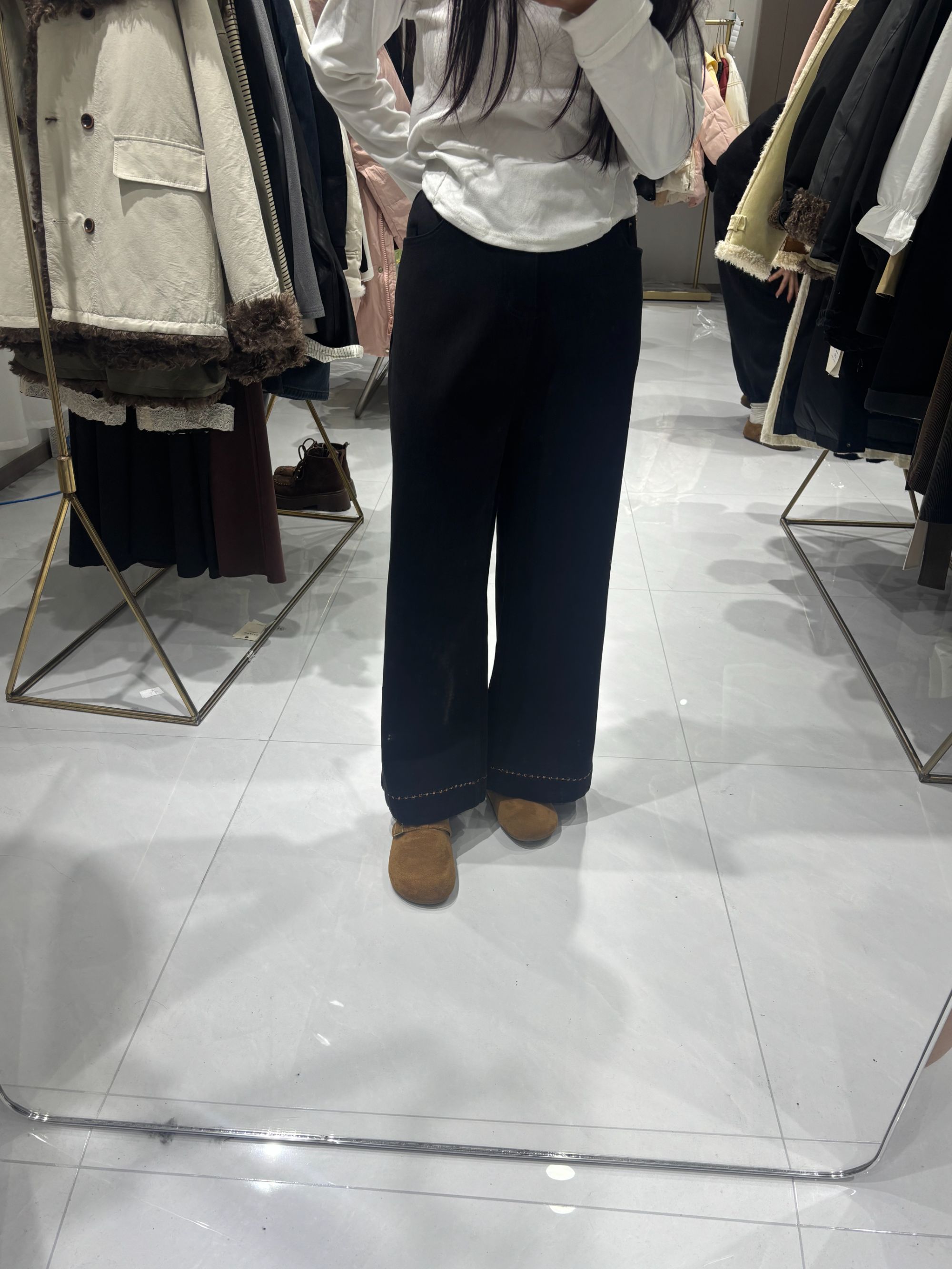 【李姑娘专属】9692拼接加绒直筒裤