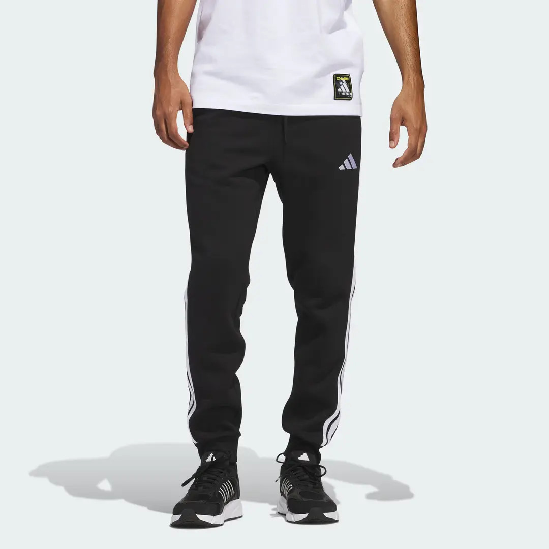 阿迪达斯/adidas男子三条纹黑色舒适百搭运动休闲束脚长裤JD1861