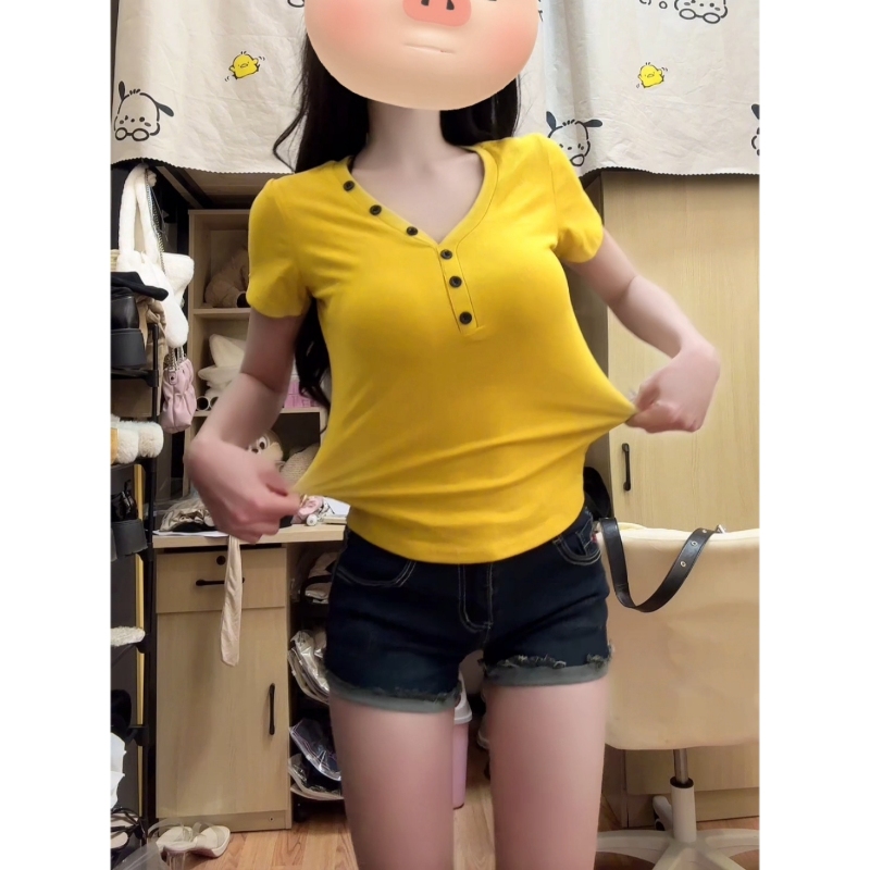 运补6现货速发修身短袖女T恤打底衫女新款夏季小衫韩版时尚款上衣
