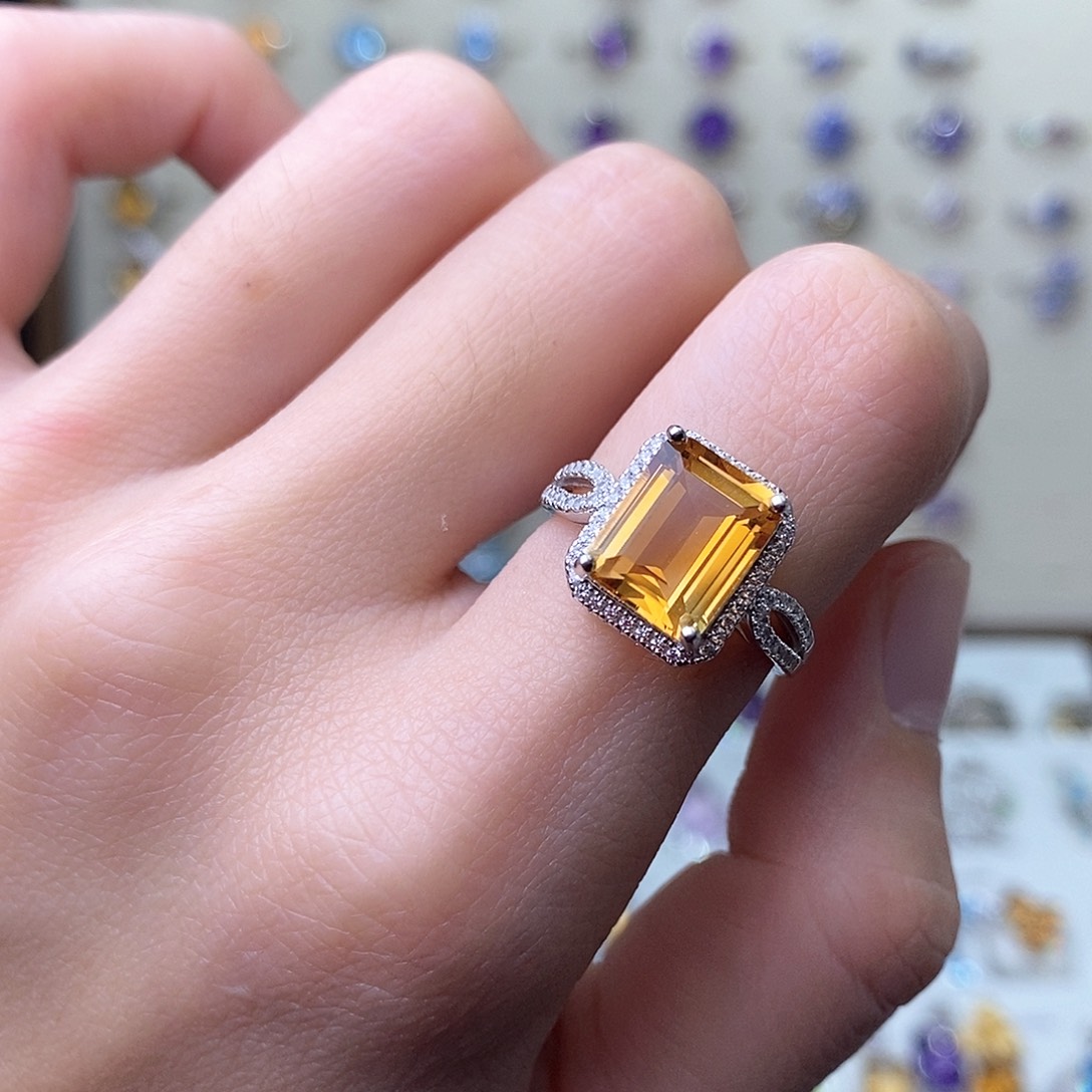 黄晶戒指银S925镶嵌（需要证书备注）