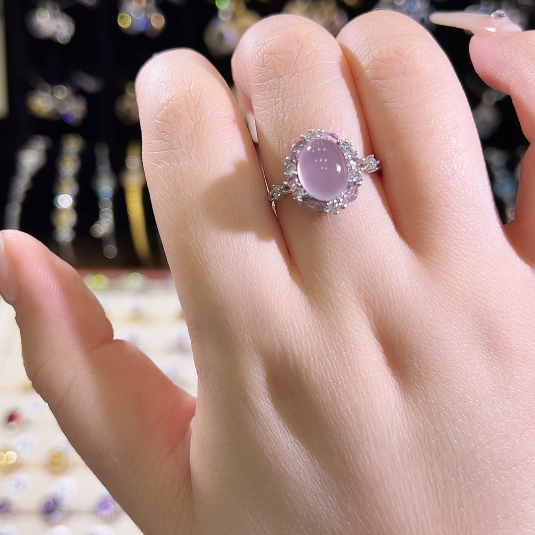 戒指萤石银S925镶嵌