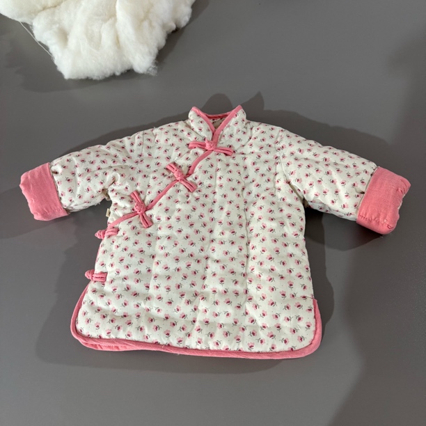 儿童手工棉花棉衣宝宝厚款冬季碎花棉服上衣女孩