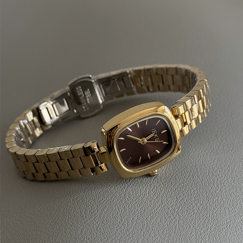 伴朵手表女款轻奢小众女生复古小金表小表盘石英女式链条女士腕表