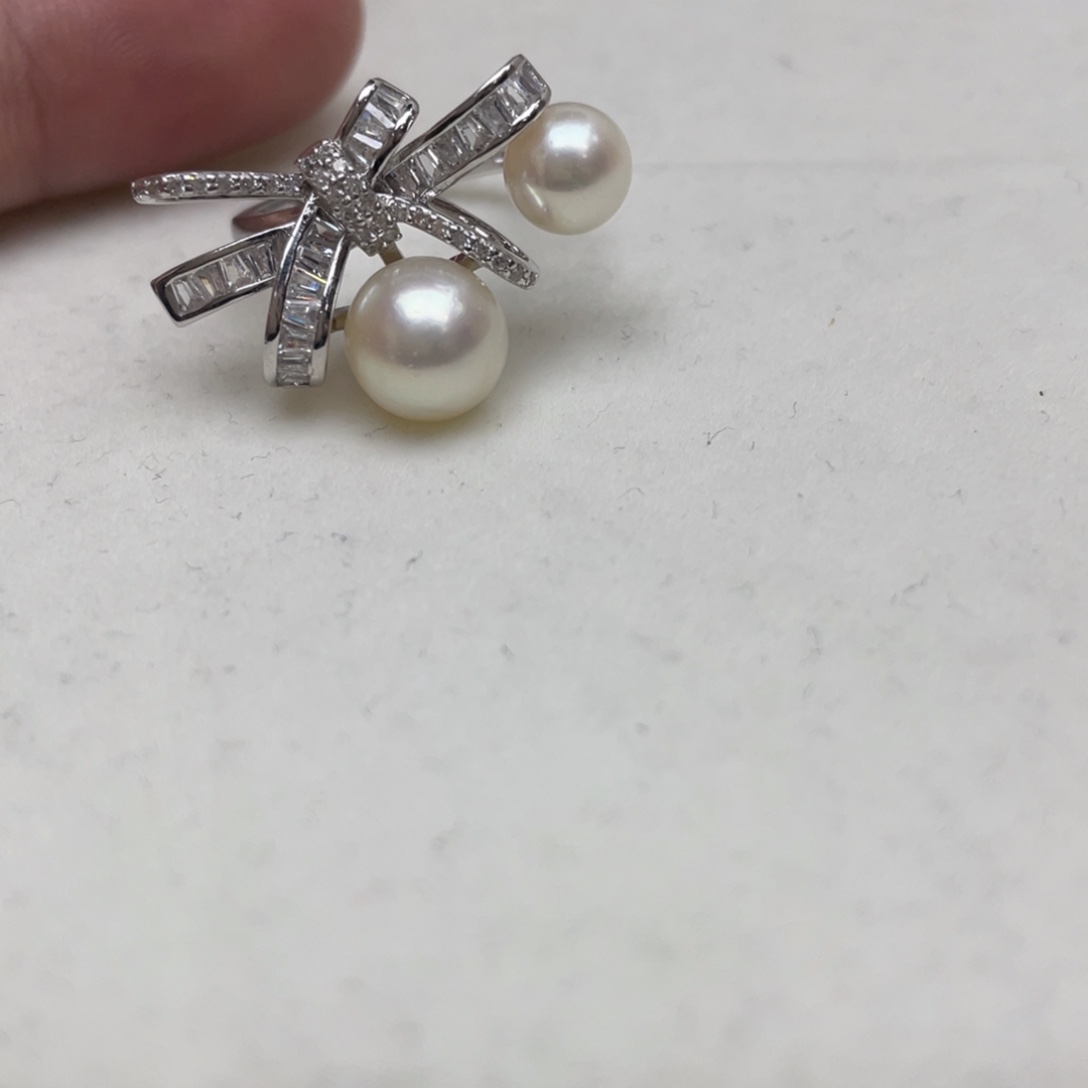 戒指银S925镶嵌海水珍珠