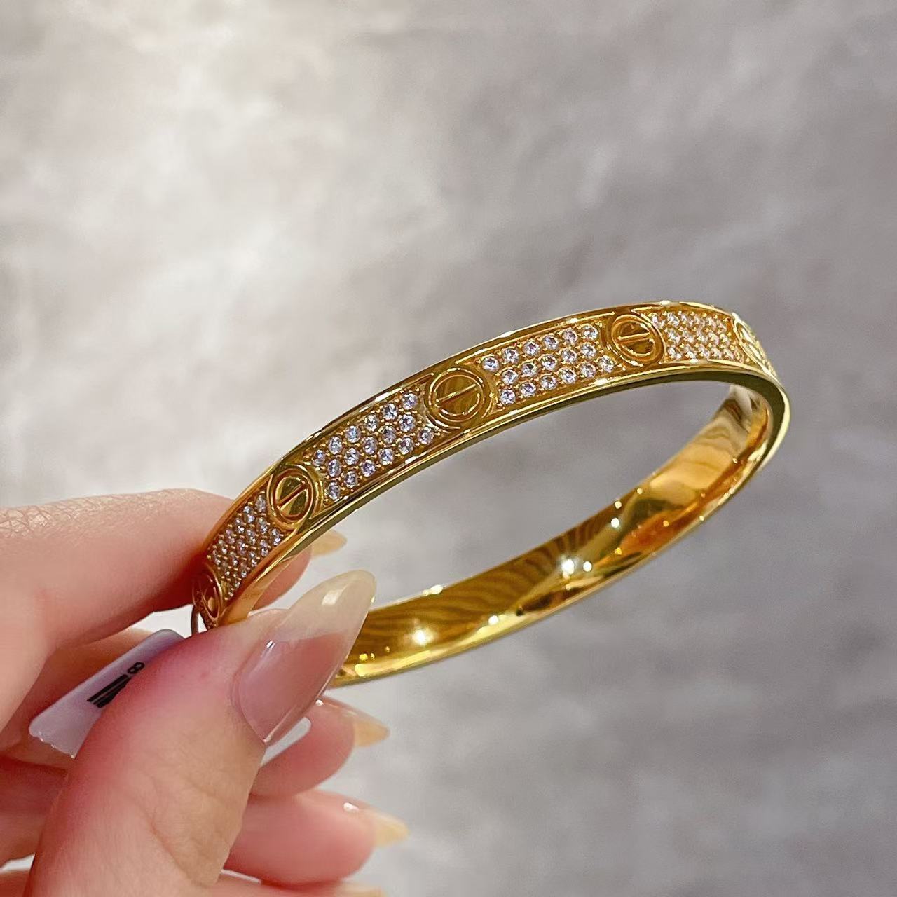 足金999 黄金饰品 5D镶嵌莫桑026手镯 轻奢时尚百搭