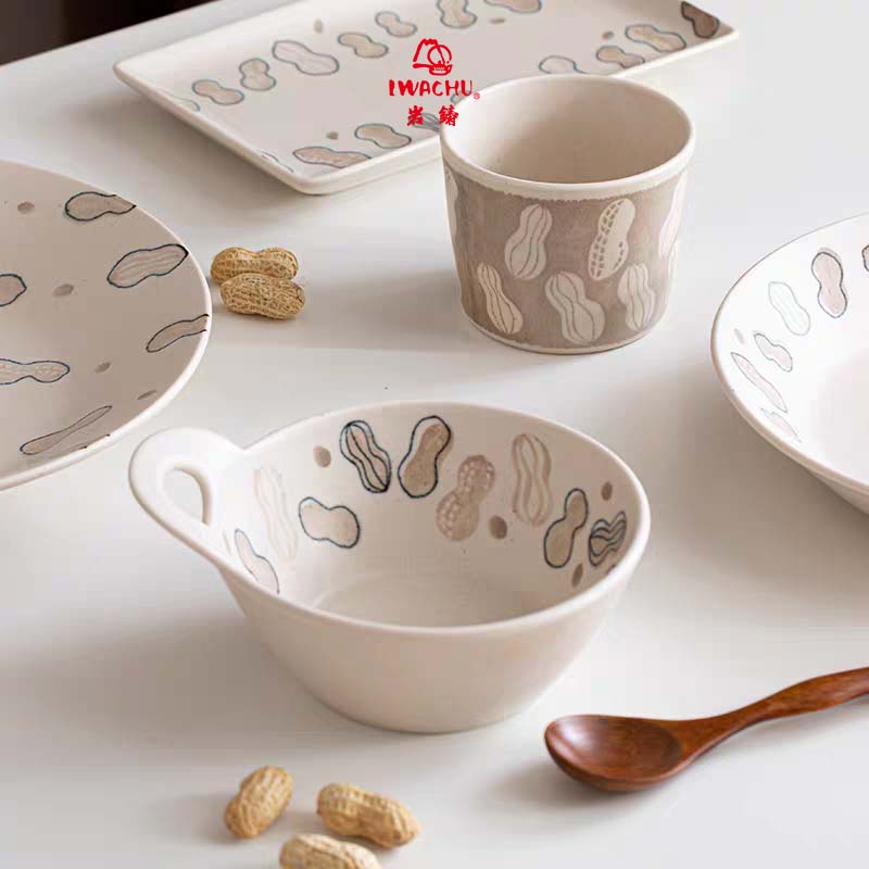 日本进口好事花生盘子面碗套装