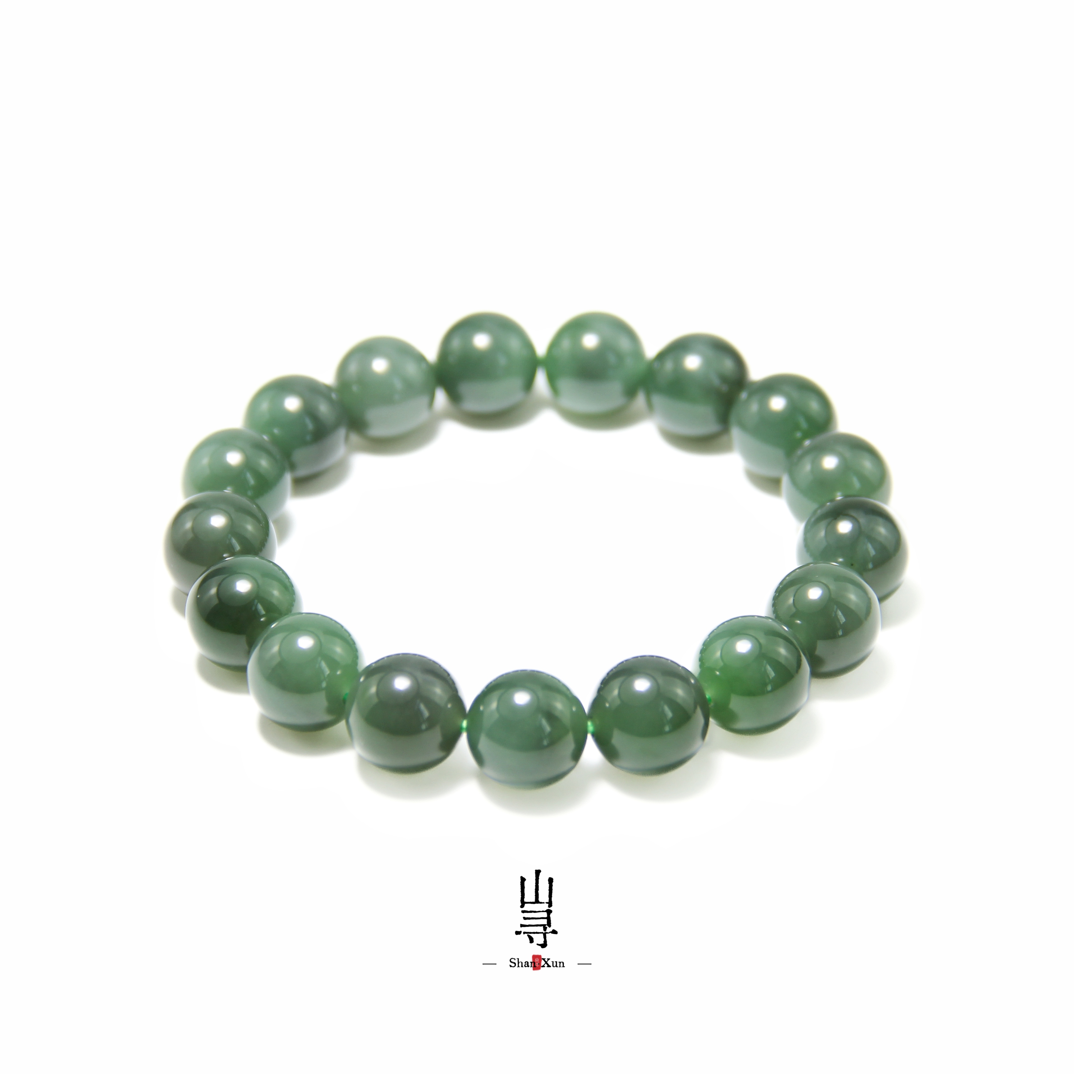 天然和田玉俄料乌兰海碧玉灰蓝调圆珠手串12mm（多样性发其一）