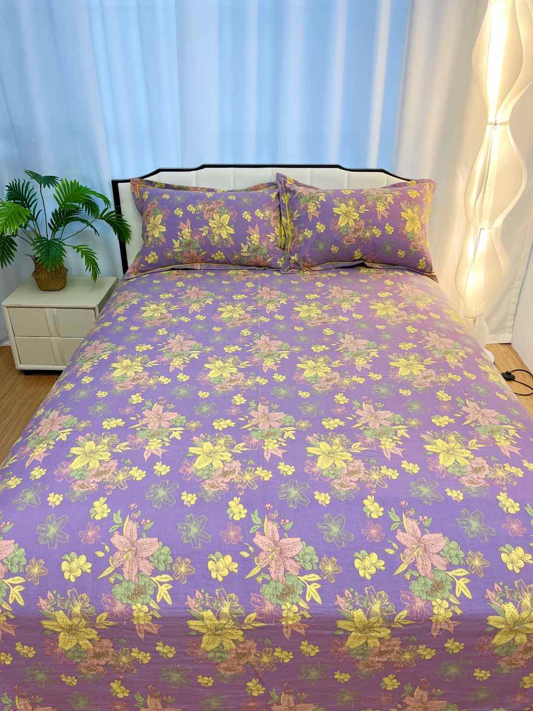 2.5米大床单有氧透气A类母婴双层纱高性价比【紫百合】