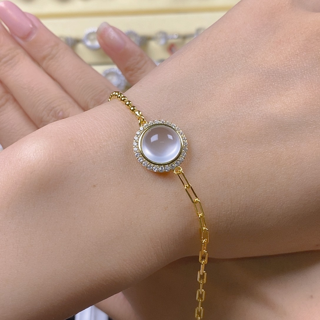 从***容石英质玉银S925镶嵌手链