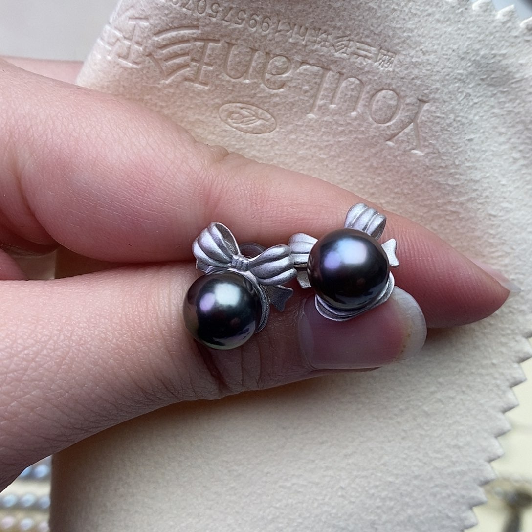 海水珍珠耳饰银S925镶嵌