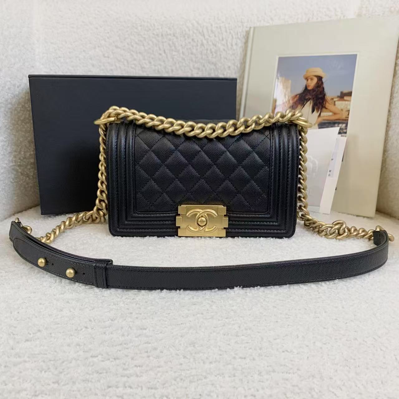 99新 Chanel/香奈儿 壹臻/小号黑金Leboy链条包/85288451