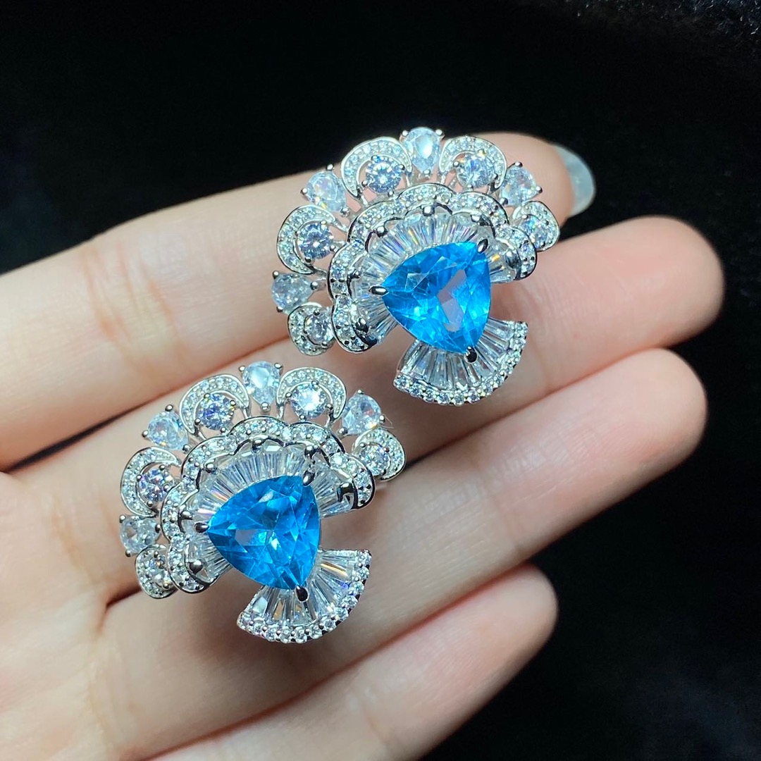 【云上好物】S925银托帕石戒指-多样性发一件-8x8mm-DS48857 22（JG）