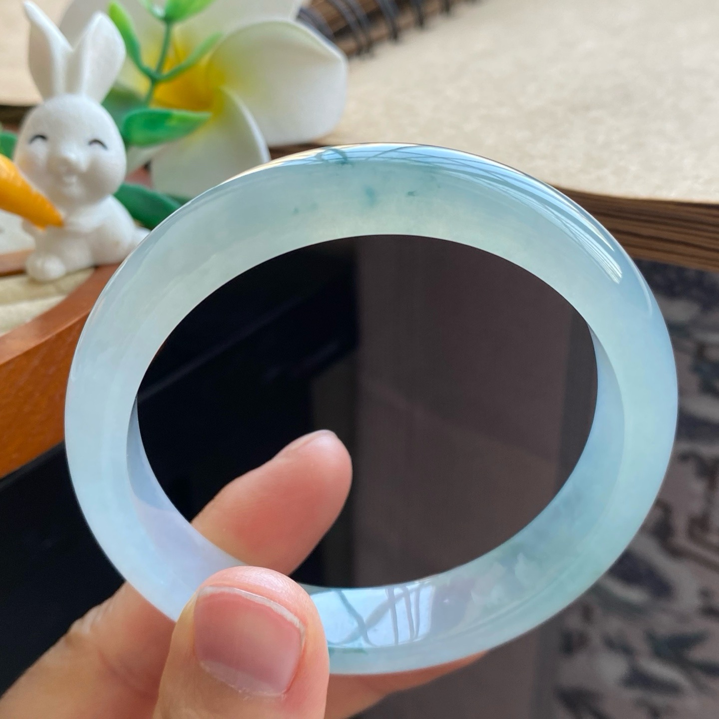 03.10批冰透飘花镯1676号57.4-12.3-7.7天然翡翠