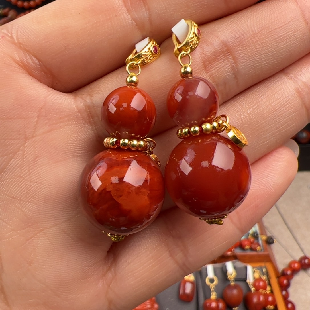 南红玛瑙银S925镶嵌（万能扣葫芦16mm多样性发一