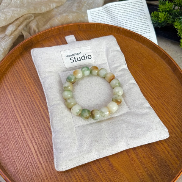 碧水谣｜卡14干磨浅色系花皮菩提根手串