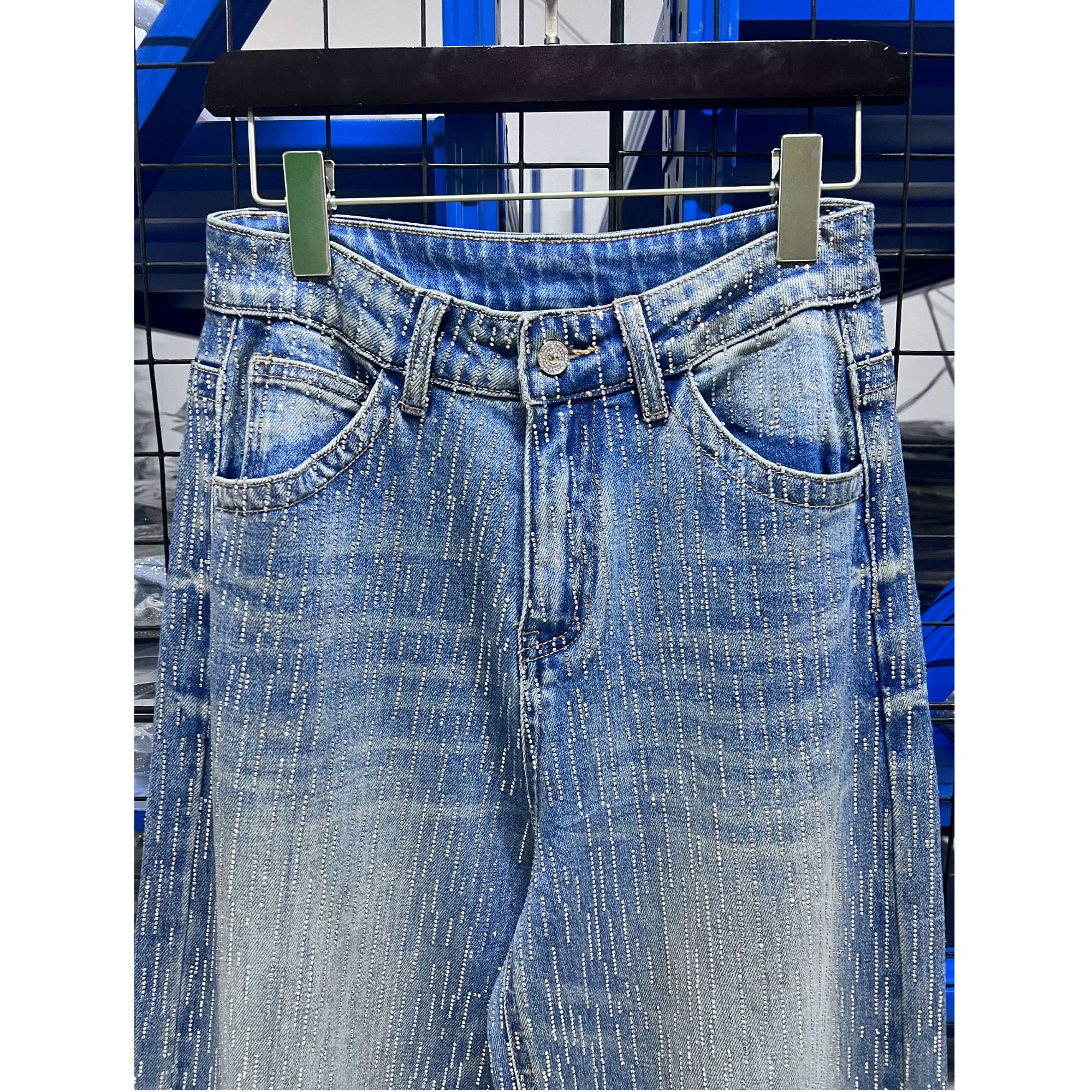 【加加长爆闪】高腰慵懒风显瘦阔腿裤水洗百搭牛仔裤裤子蓝色长裤