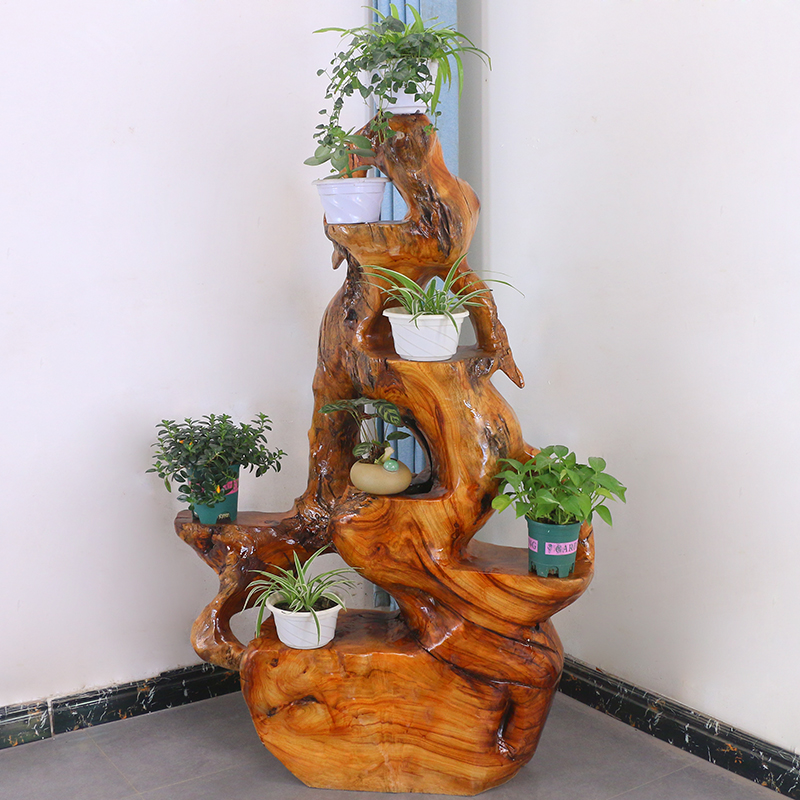 根雕花架实木天然树根树头香樟木底座天然客厅木雕摆件MH10576