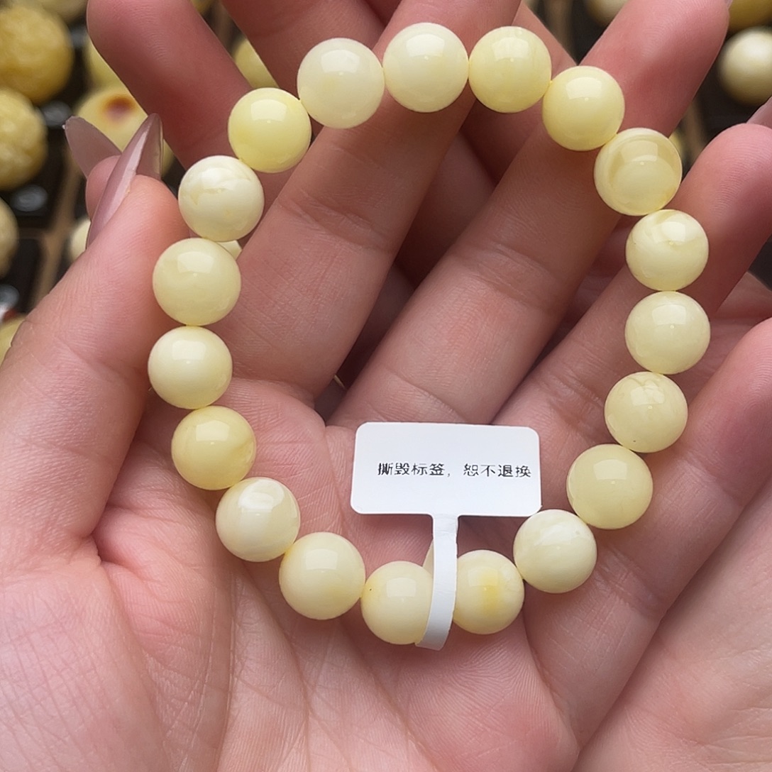 琥珀未镶嵌裸石蜜蜡手串卡十微瑕