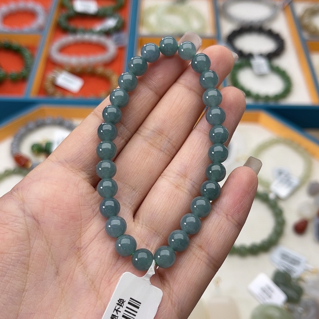 翡翠未镶嵌手链w14蓝水翡翠6.8mm
