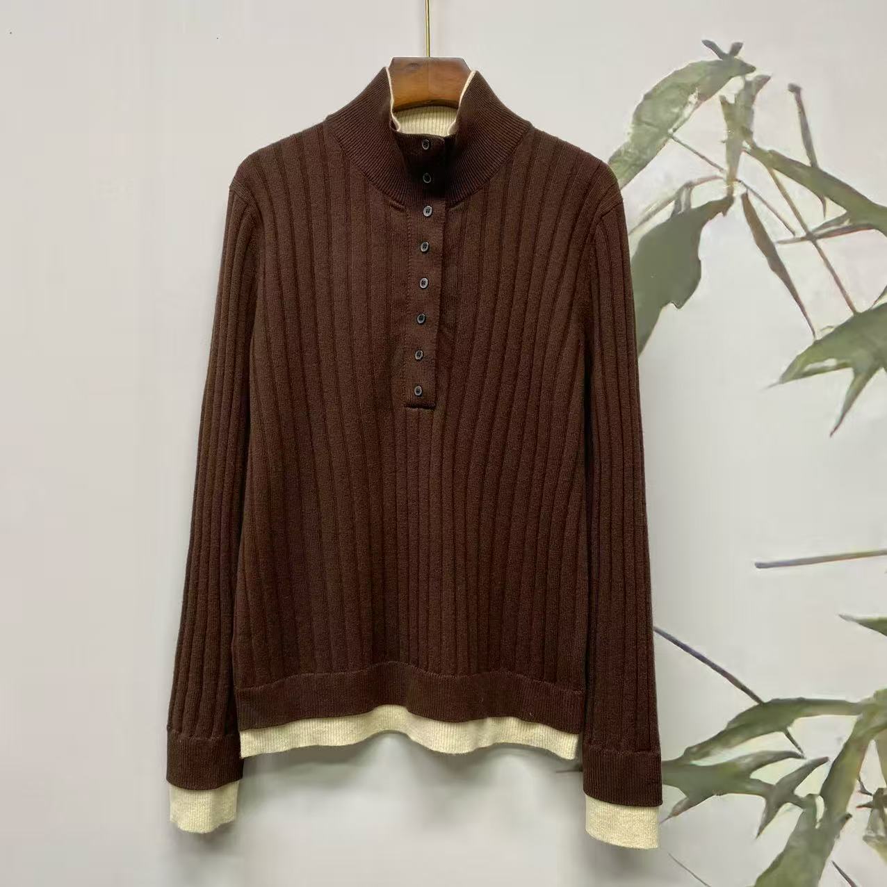 知羽香云 高品定制假两件设计100绵羊毛时尚百搭套头针织衫ZY3233