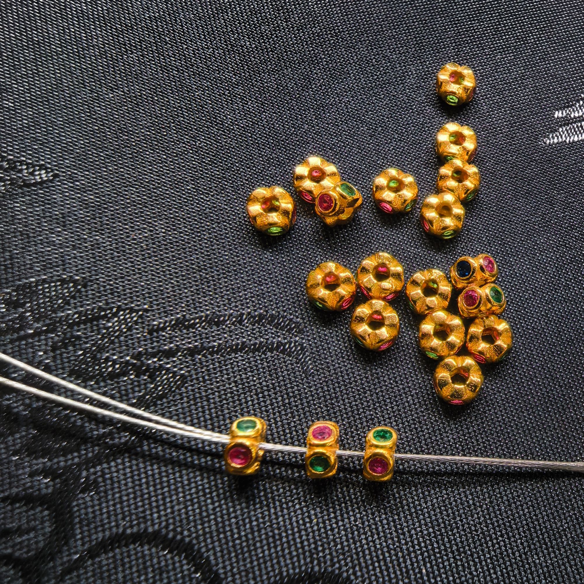 吊坠925银  Y127银饰diy搭配红绿钻圈圈隔珠2.4 x4.5mm（一组2个）