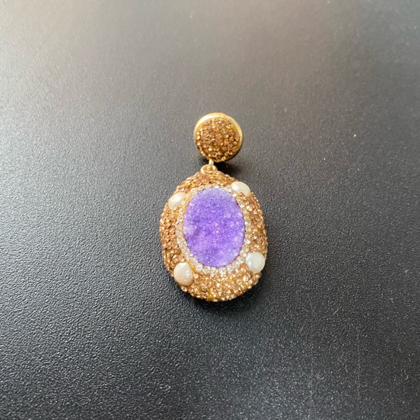 铜合金合成锆石吊坠 TTSD 紫色不规则形状吊坠 1181