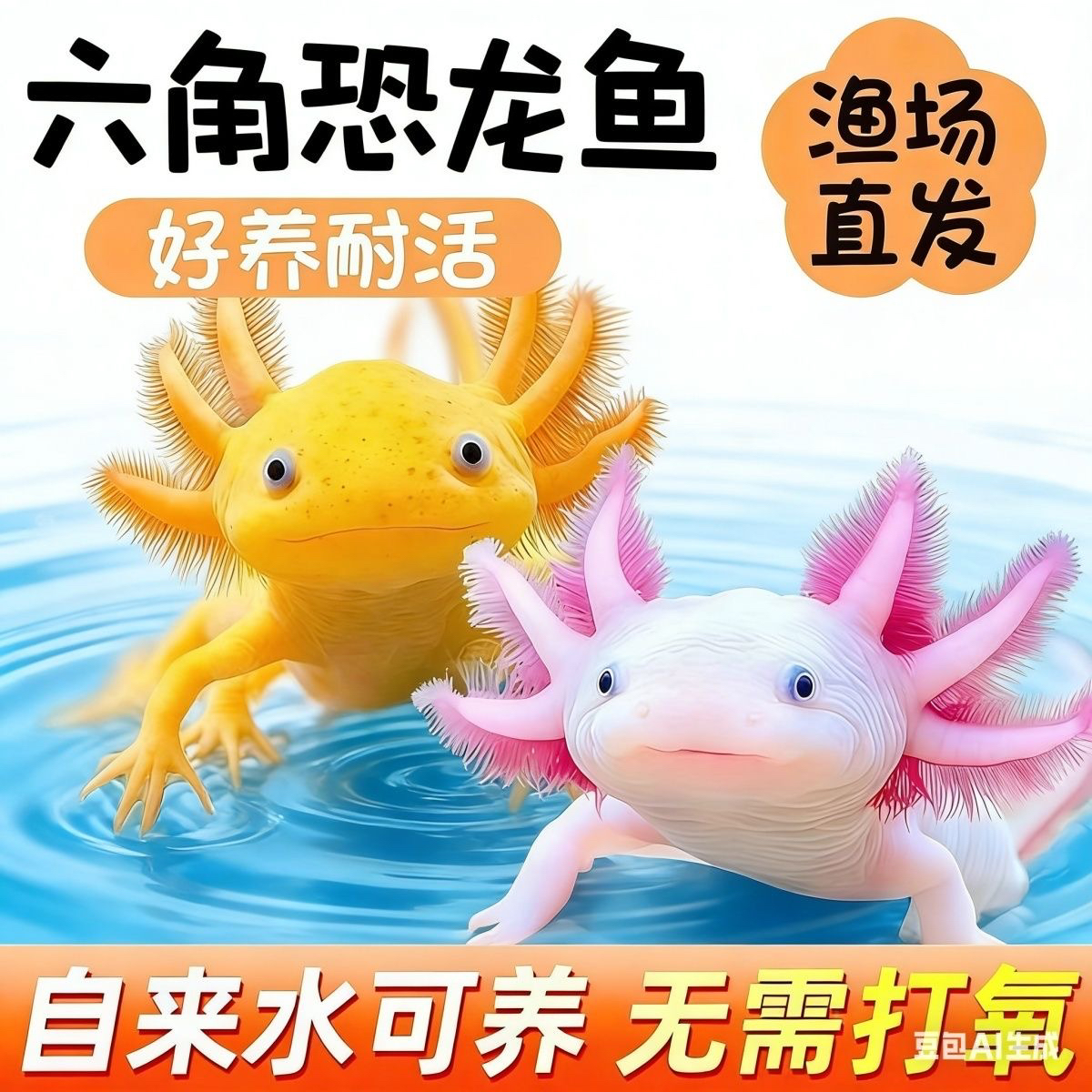 六角恐龙鱼冷水鱼蝾螈淡水好养观赏鱼宠物活体自来水可养易活