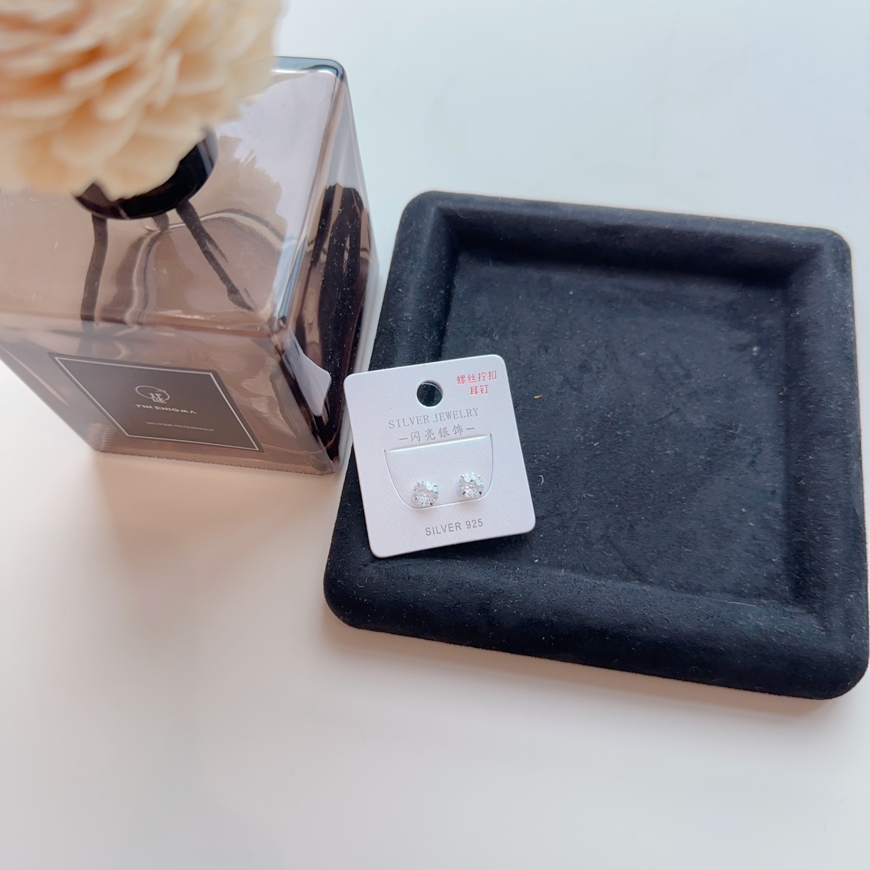 925银仿水晶耳饰 水晶钻钻螺丝拧扣耳钉 ED167 