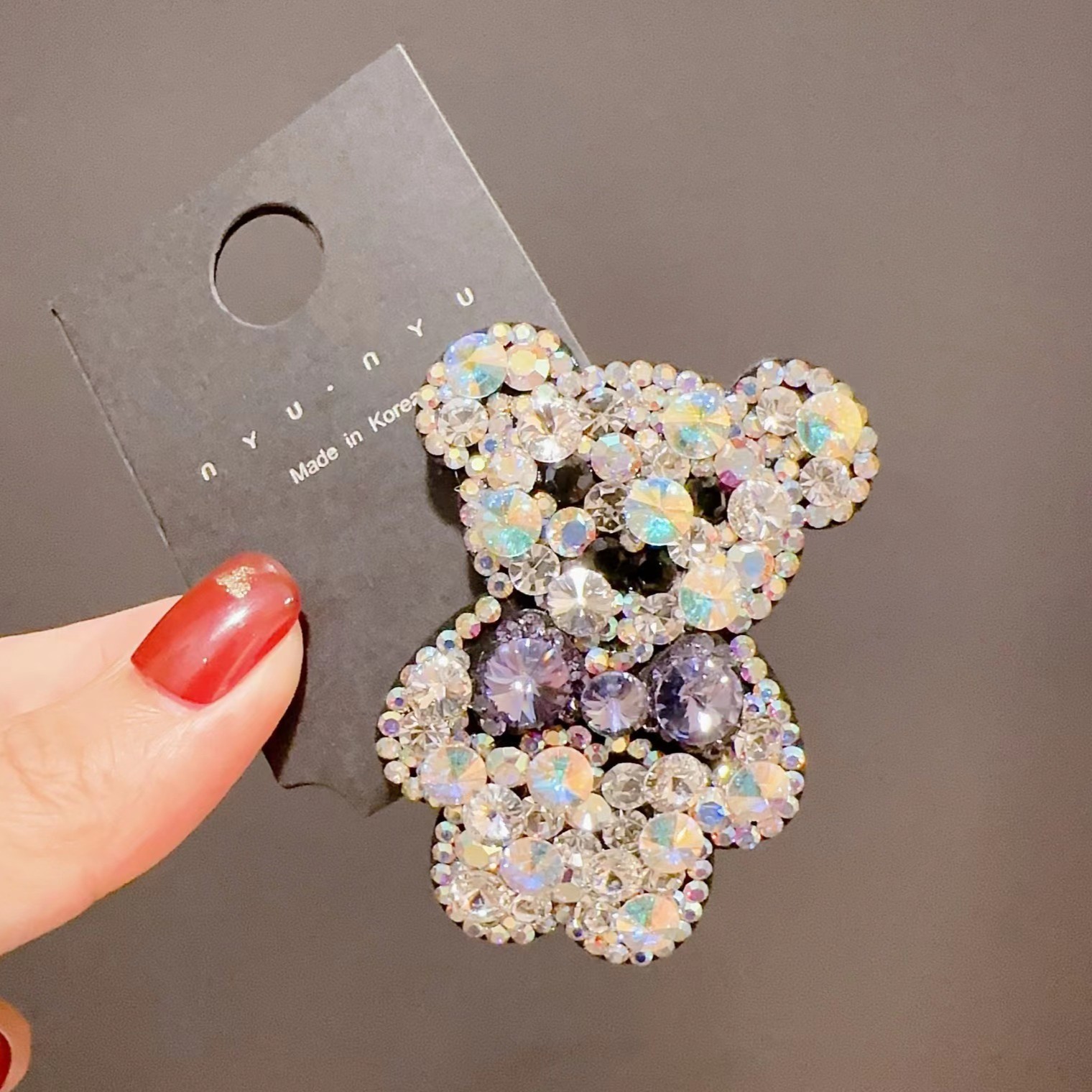 韩国s家水晶可爱卡通熊bb夹刘海发夹6cm碎发夹高端发夹侧边夹网红