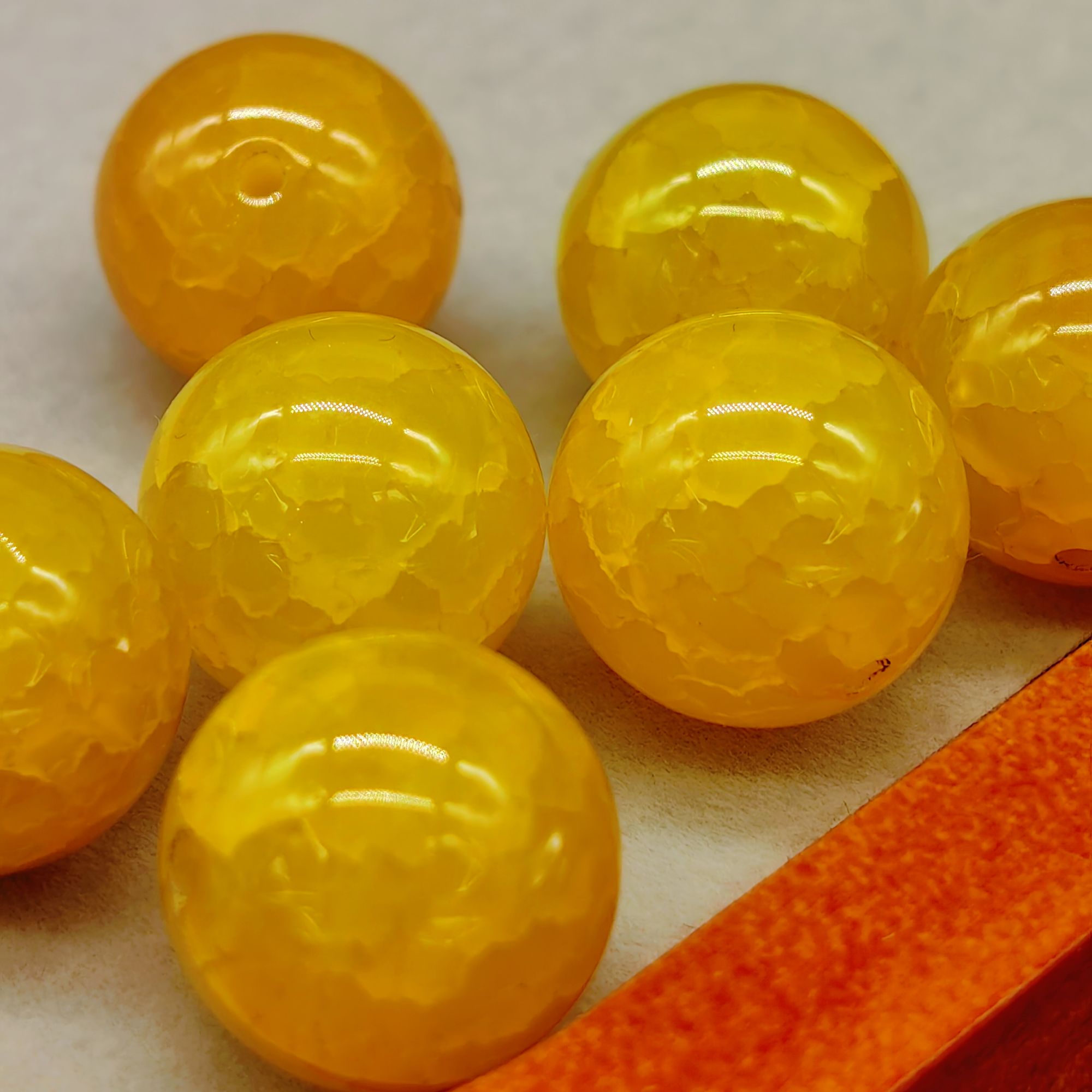 龙鳞纹黄玛瑙珠1颗文玩手串珠径16mm