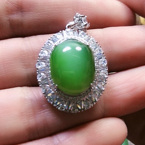 和田玉戒指银S925镶嵌