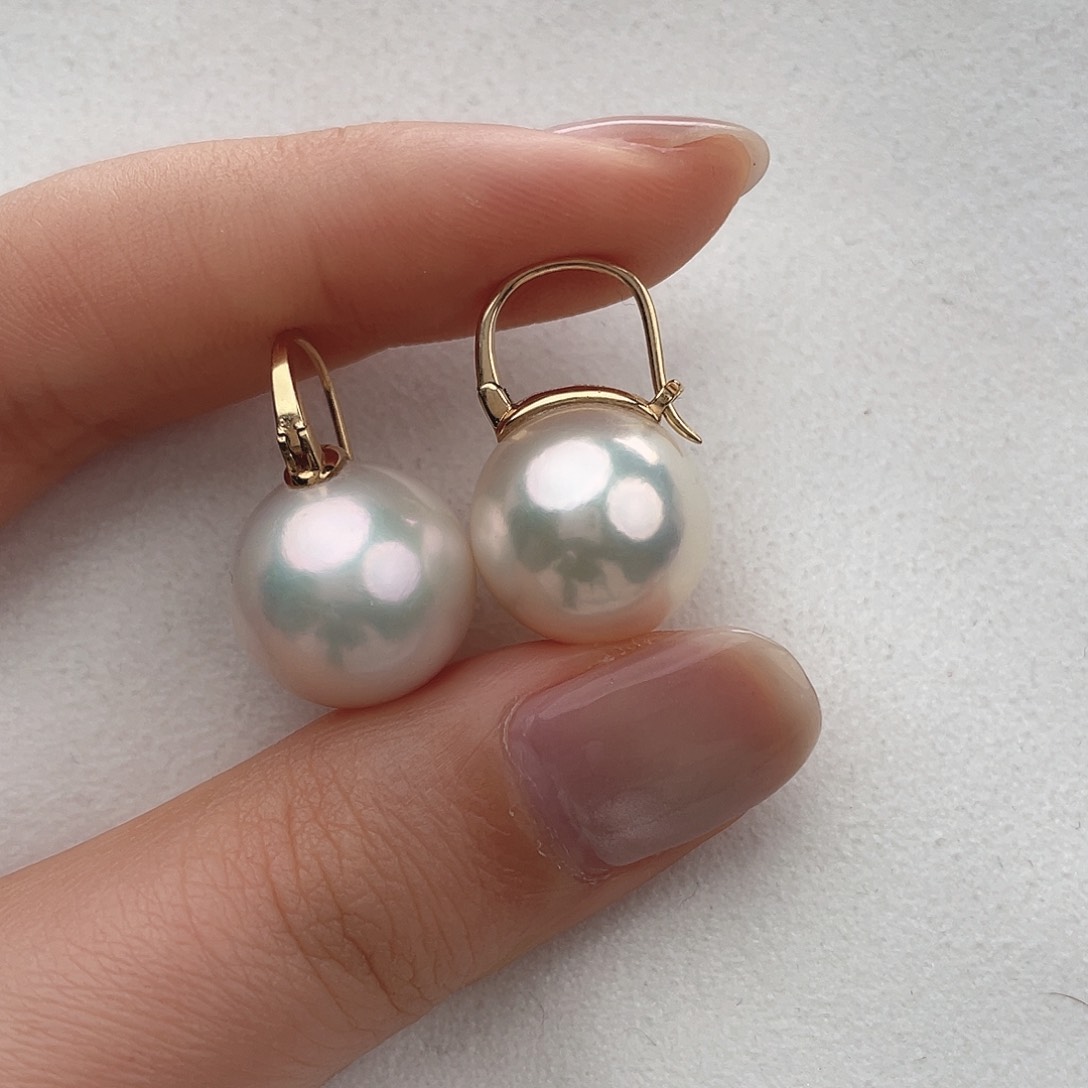 淡水珍珠耳饰18K金镶嵌