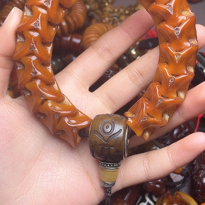 牛骨手串/手链刘*锐蛇骨手持可调节