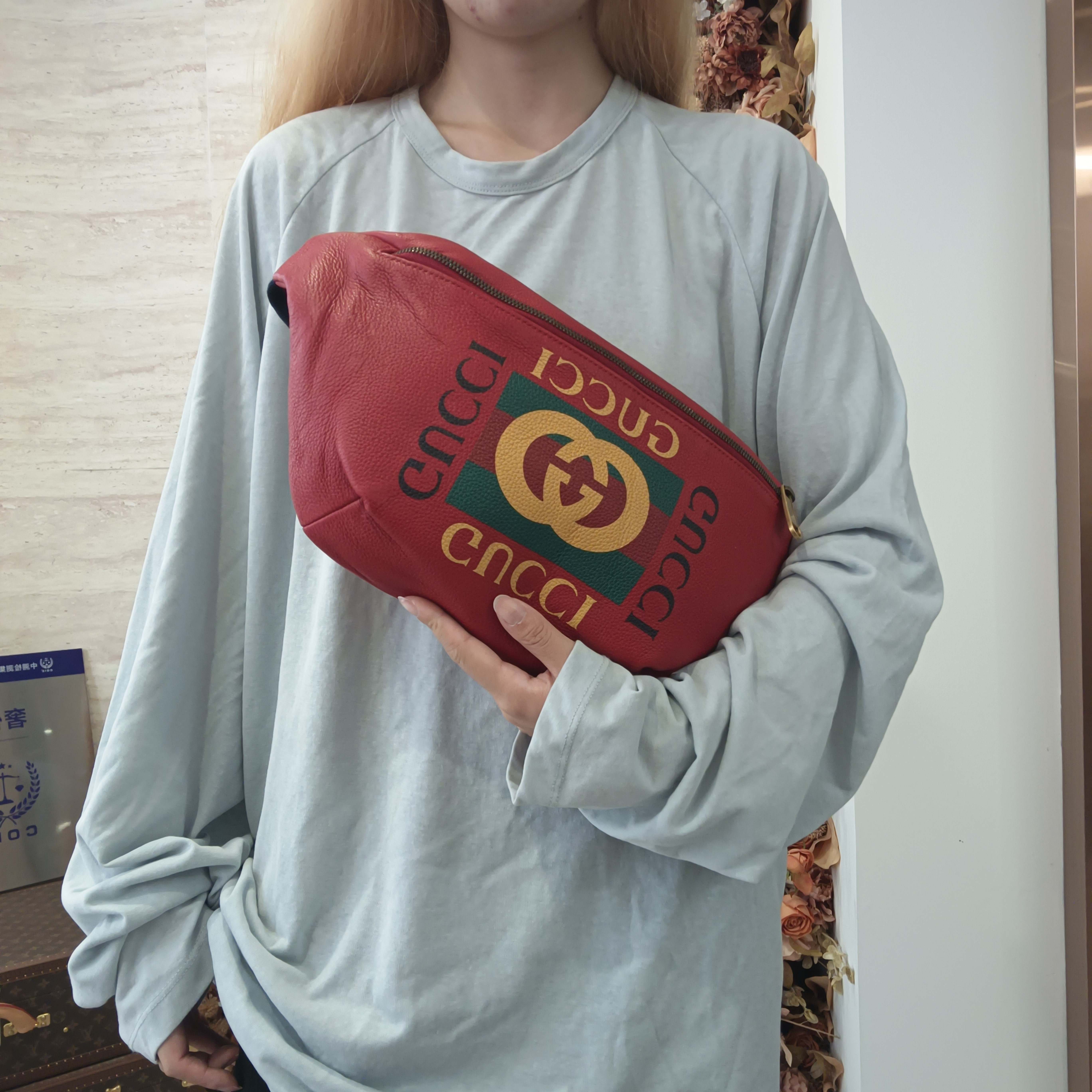 95新 GUCCI/古驰 冰冰中古/GUCCI/古驰/红色胸包