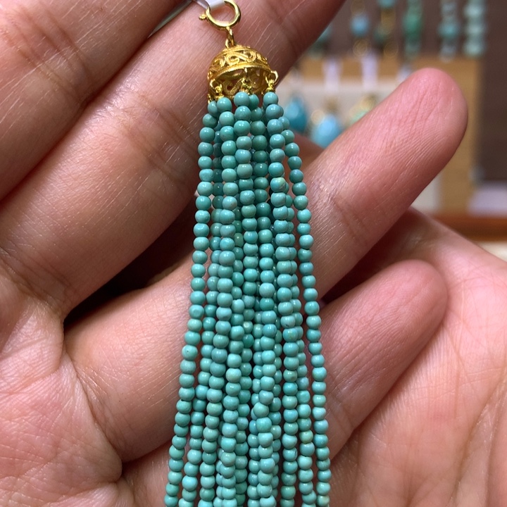 绿松石18K金镶嵌流苏