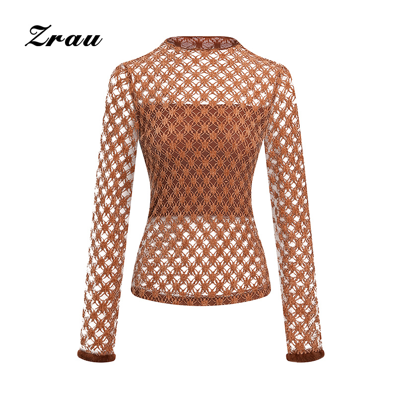【达人专属】ZRAU高级时尚缕空设计长袖上衣Z1244A0019