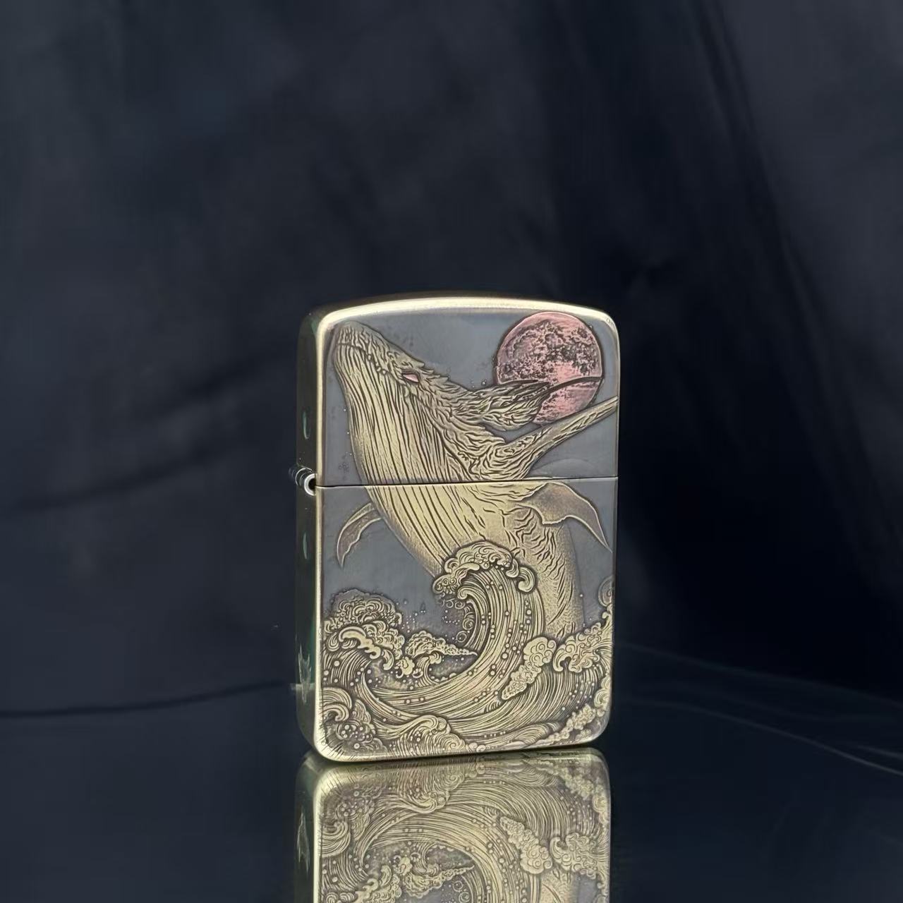 ZIPPO 打火机正品 1941黄铜镶嵌鲲鹏  1744
